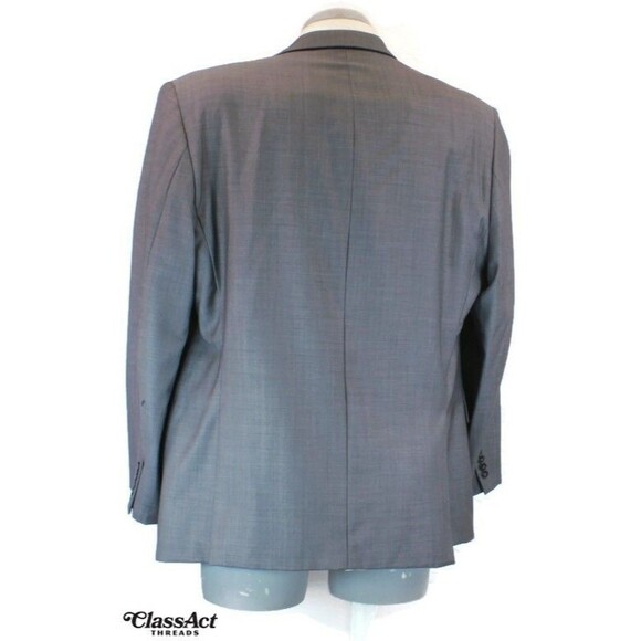 Calvin Klein Slim Fit 2 Piece Suit Mens Gray 2 Button Wool 48R Flat Fronts 40" W - Picture 8 of 12